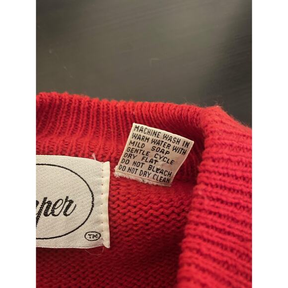Vintage Pepper Sweater Womens Medium Red Christmas Bear Stocking Ugly Knit 90s - Picture 4 of 7